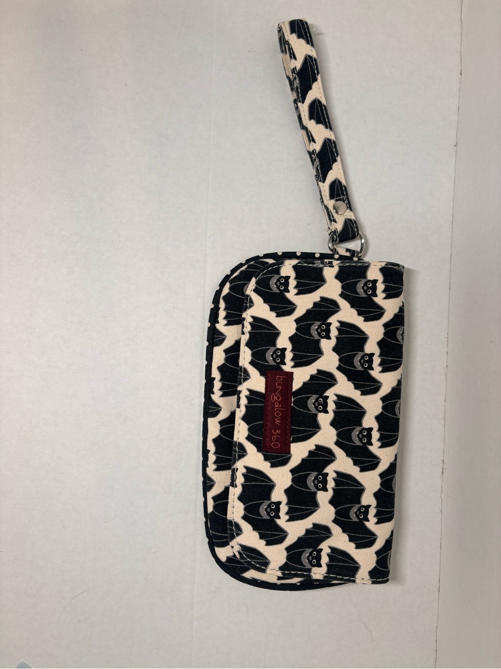 bungalow 360 Black & Cream Bat Pattern Wristlet